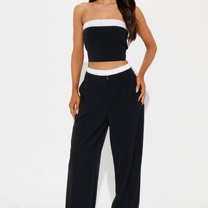 Black and White Women's Tube Set Jumpsuit